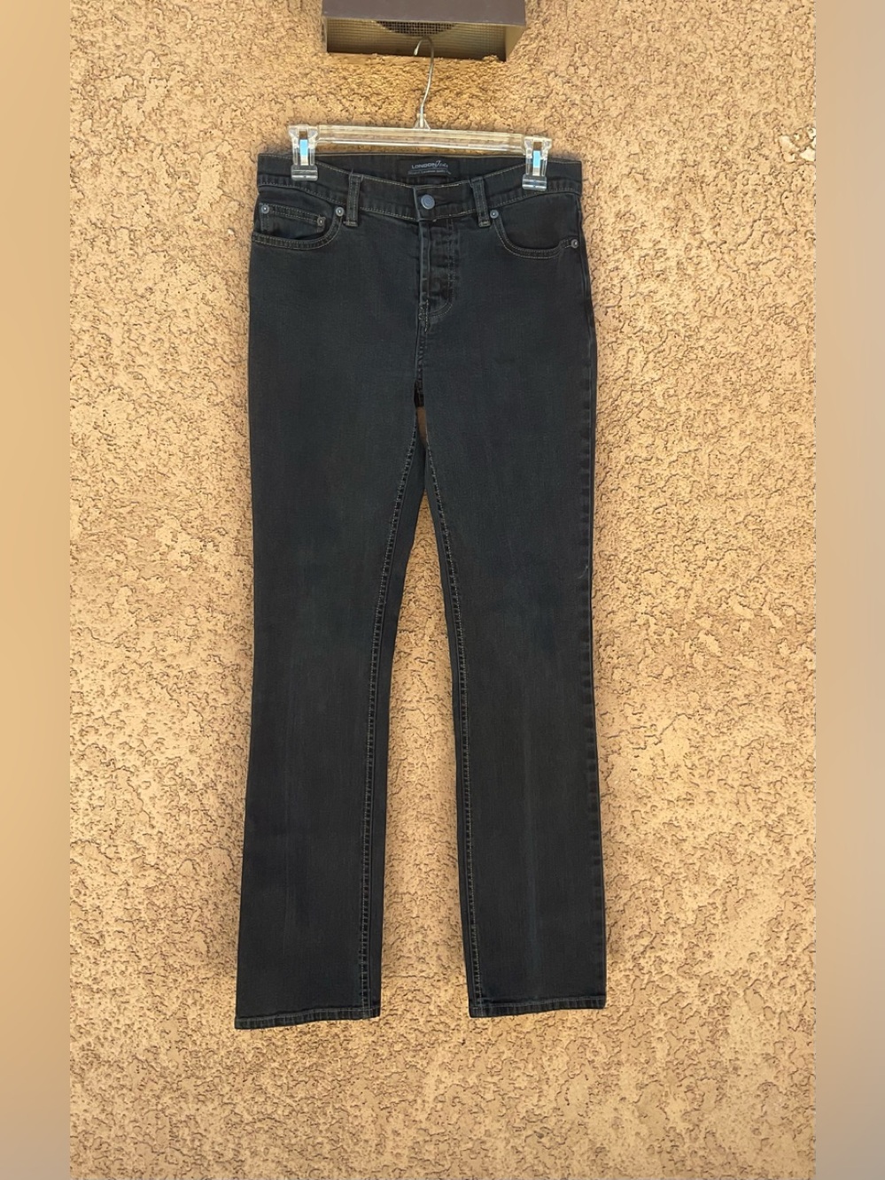 Women's Straight Jeans Leg Size 4 Black Denim Stretch Capsule Casual Button Fly